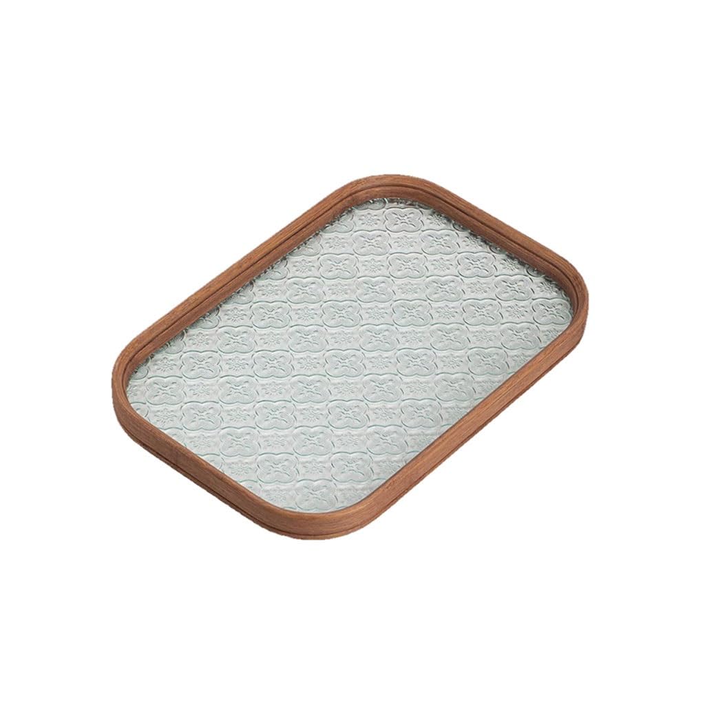 Bandeja para Servir té Chino de Vidrio con Forma de Manzana Silvestre, Ideal para el hogar, para la Tarde, para Preparar té en seco, para Comer en el Regazo (A)