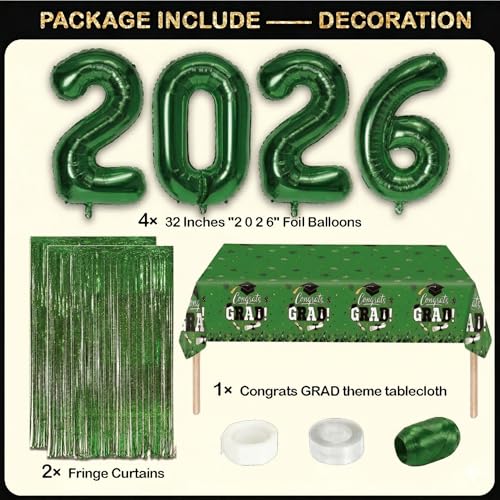 Image of Black and Green Graduation Decorations Class of 2026 - Graduation Balloon Boxes, Balloon Arch Garland Kit, Party Decorations 2026 for Any Grades