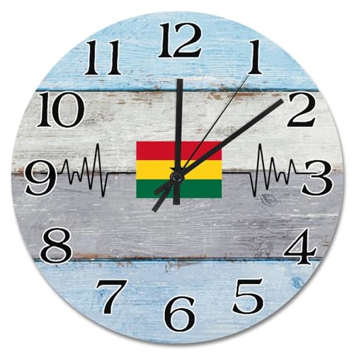 Horloge murale en bois drapeau du Ghana 38 cm silencieuse - 2