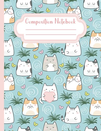 Composition Notebook: Cute Kawaii Cats Illustration | 8.5