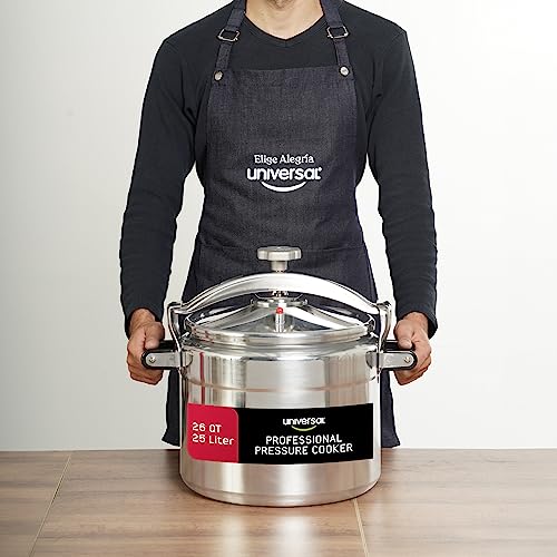 Image of Universal (Large) 26-Quart Aluminum Pressure Cooker for Professional Use - Commercial-Grade, 1 Safety Valve, Reinforced Handles, Easy-Open Lid, - Ideal for Large Kitchens, and Restaurants