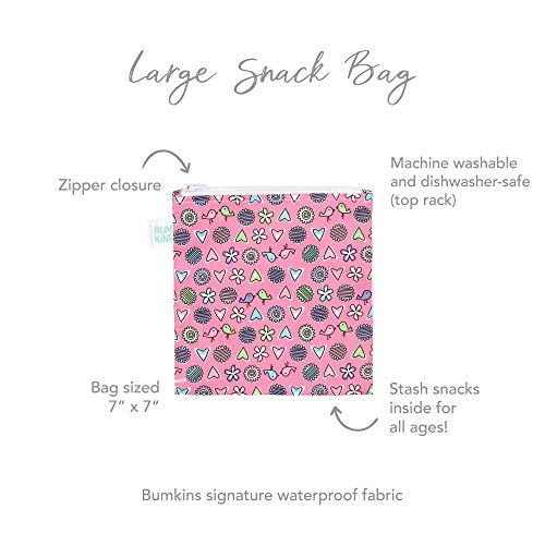 Bumkins Reusable Sandwich And Snack Bags, For Kids Lunch Bags And For Adults, Washable Fabric, Cloth Zip Bag, Dishwasher-Safe, Food-Safe, Safety Tested, Fits A Bagel #TOP4