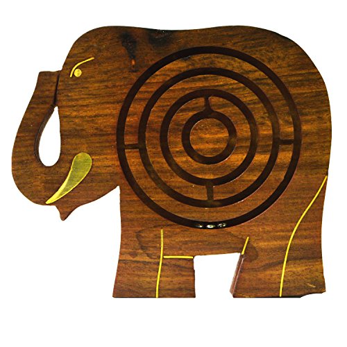 Laberinto de madera con forma de elefante tallado a mano juego de mesa artesanal