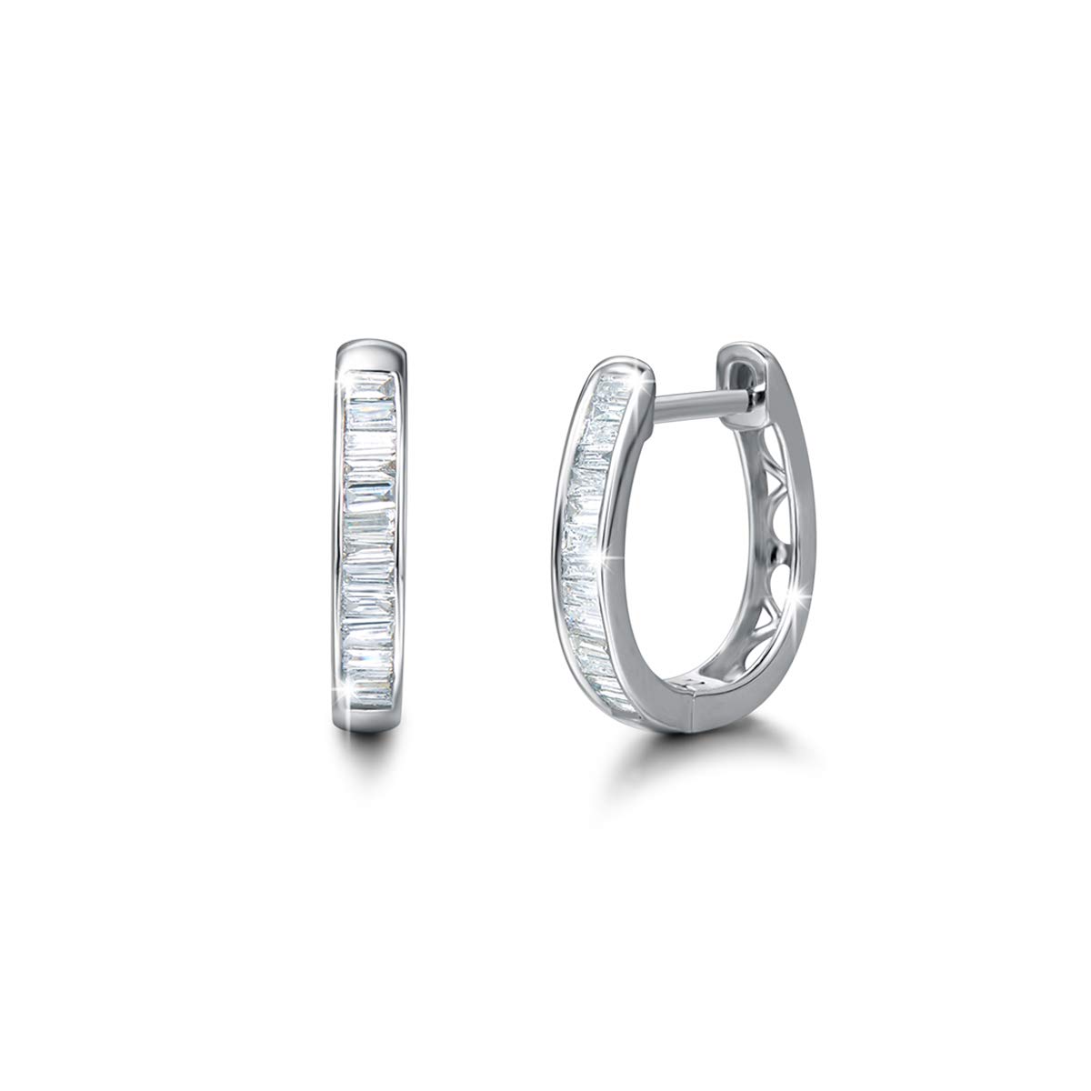 FANCIME18K Solid Real White Gold Genuine Diamond Hoop Earrings Small/Tiny/Little Oval Huggie Hoop Earrings Open Heart Fine Jewelry Birthday Gifts for Women (Diamond 0.2cttw/13mm, Diamond 0.23cttw/15mm, Diamond 0.29cttw/17mm)