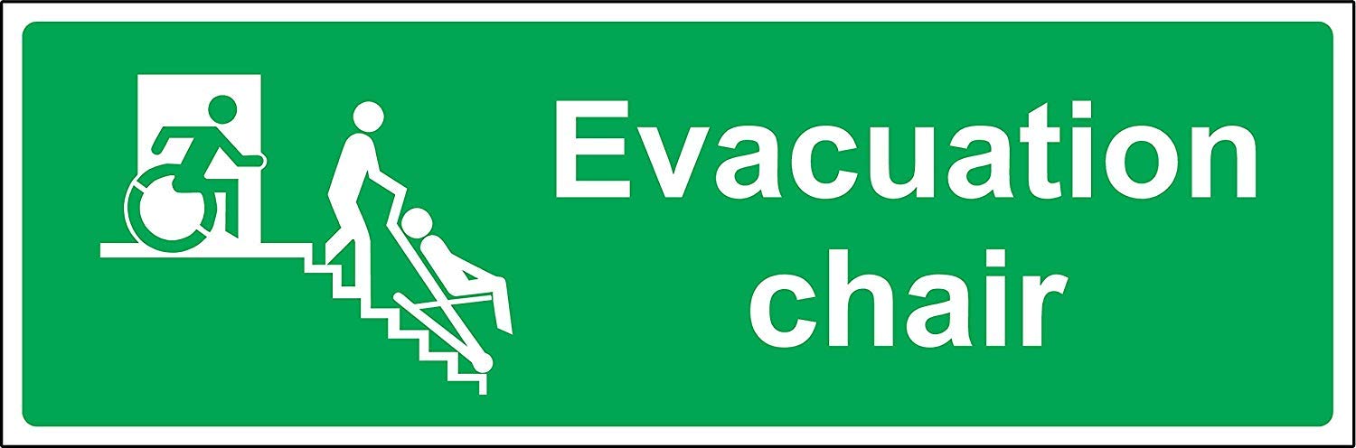 Evacuation chair emergency Safety sign - 3mm Aluminium 300mm x 100mm