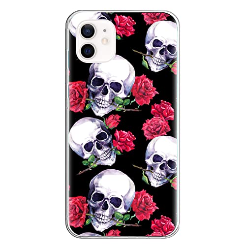 Custodia per cellulare per Halloween compatibile con Apple iPhone 12 Mini trasparente resistente agli urti in morbido antigraffio Bumper ultra sottile con motivo floreale silicone tpu