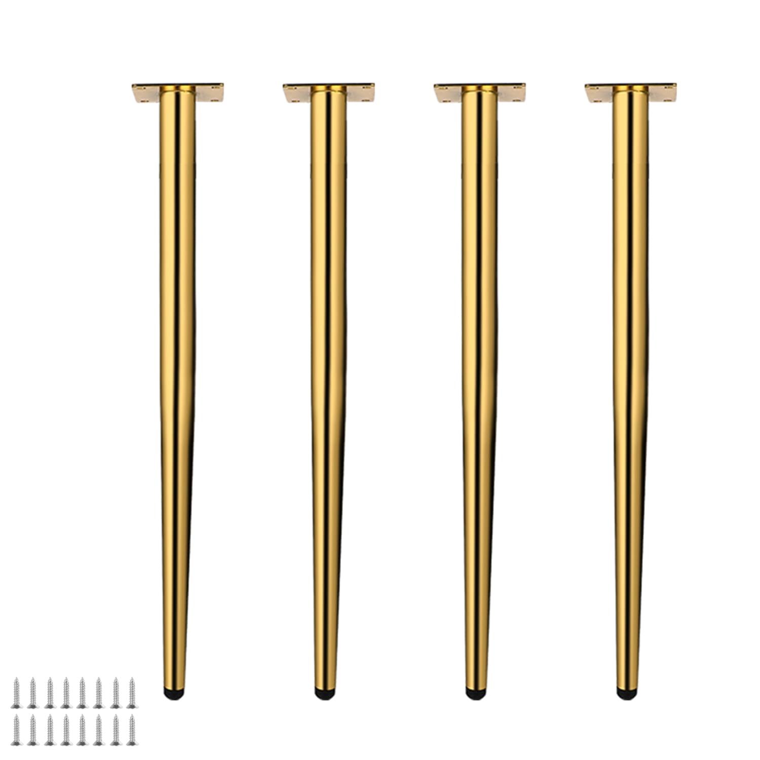 GHHVFEC Black Metal Tapered Table Legs - Steel Replacement Feet for Sofa, Chair, Cabinet, Dresser, TV Stand - Includes Screws, Durable Support for Home Furniture