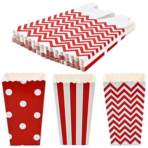 HoaaiGo 15 Pezzi Scatole per Popcorn, Piccole Sacchetti Carton di Pop Corn Contenitori Rosso e Bianco per Caramelle Biscotti per Feste Serate al Cinema Compleanno