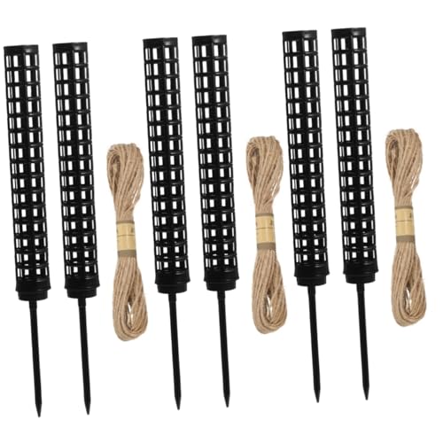 LIOOBO 6個 コケ柱 クライミングガーデントレリス 屋内植物用の植物杭 つる性植物のサポート ポトスのぼりポール 植物支柱 棒棒 つる植物用の植物ポール コケの棒 腹筋、麻縄 Black