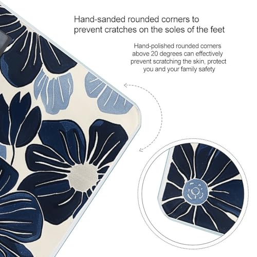 Báscula digital de baño Navy Blue Flowers con sensores precisos miniatura 4