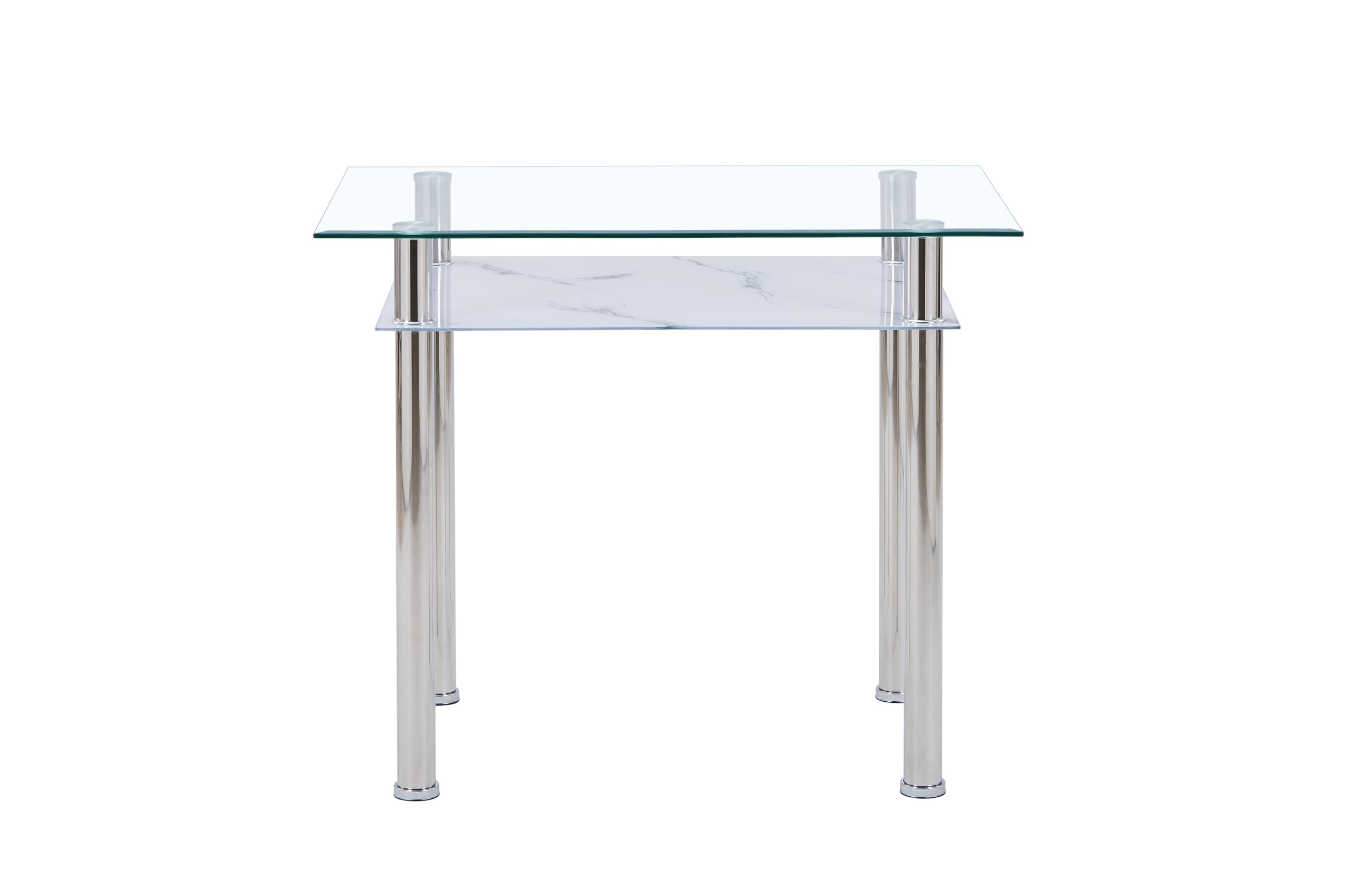 Euro Tische HOOZ Esstisch Glas mit 6mm Sicherheitsglas & Facettenschliff - Glastisch als Esszimmertisch/Küchentisch (90x60x75cm, Marmor weiß)