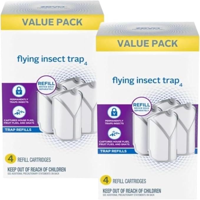 Zevo Flying Insect Trap for Indoors: Light Trap Capture Fruit Flies, Gnats and Houseflies (8 Cartridges)