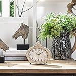 NIKKY HOME Vintage Table Clock, Battery Operated Rustic Design, Chic Home Décor for Fireplace Mantel, Shelf, Desktop, Countertop - Distressed White - Image 3