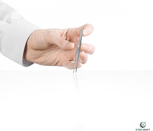 Miniatura 3 de Pinzas de vestir para pulgar, pinzas multiposición de acero inoxidable, punta dentada recta 4.5 pulgadas