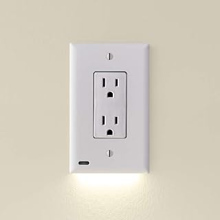 SnapPower GuideLight 2-Pack: LED Outlet Night Lights for Décor Outlets - Easy Snap-On, Dusk-to-Dawn Sensor, White