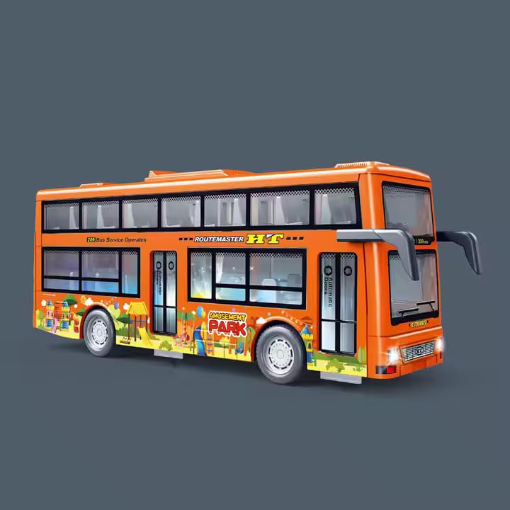 Image of DEOXY Double Decker City Bus Friction Powered Toys Vehicles Bus Model with Light for Kids Bus Toys for Boy Kids (decer Orange)