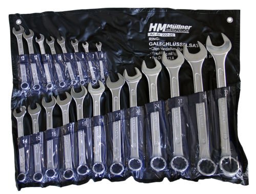 Preisvergleich Produktbild HM Müllner 222-20 Ring-Gabelschlüsselsatz 20tlg inkl. Rolltasche, 6-32 mm
