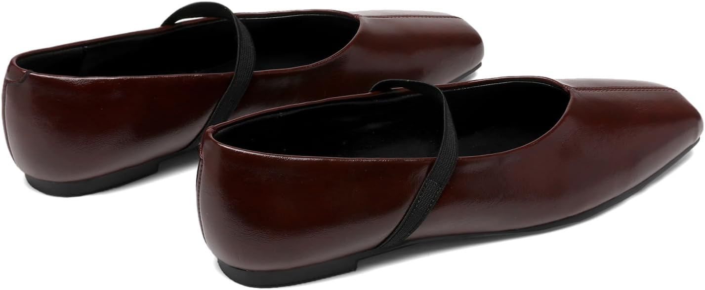 Ballet Flats for Women Square Toe Mary Jane Flat Comfort Slip On Work Ballerina Shoes with Elastic Strap - Image 5