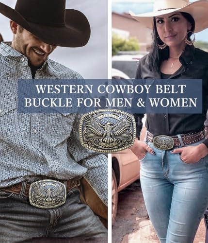 Image of Western Cowboy Belt Buckles Men - Western Belt Buckle Vintage Country Belt Buckle for Men Women Cowgirl Cowboy Gifts
