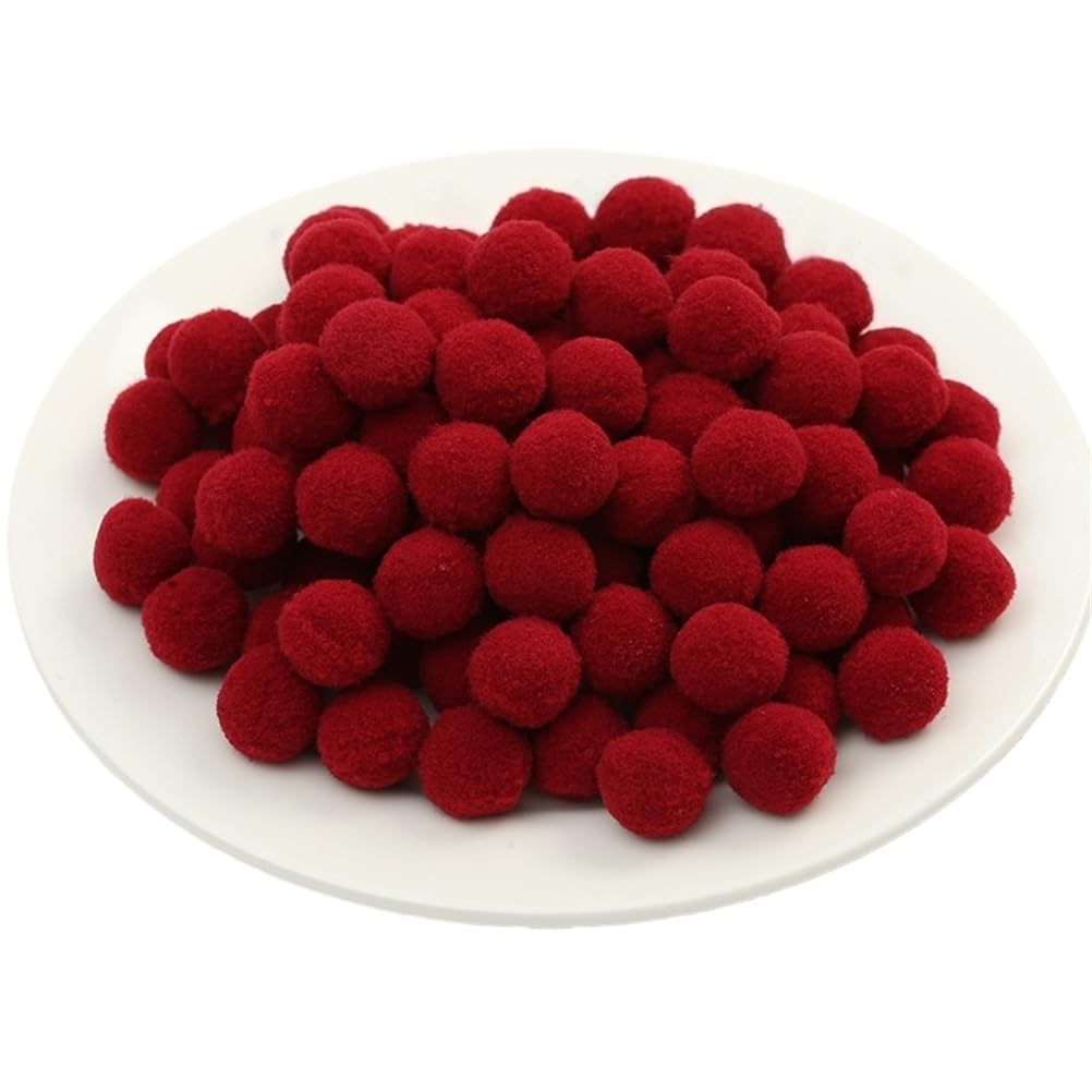 700 Stück Pompons zum Basteln – Weiche Filzkugeln, Flauschige Plüschkugeln, Mini Pompoms, Ponpons & Bommeln für DIY Handwerk, Nähen, Kleidung & Dekoration (42_Weinrot, 15 mm)
