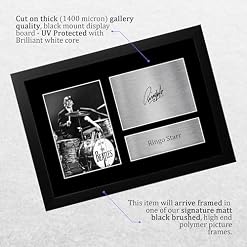 HWC Trading FR A4 Ringo Starr The Beatles Cadeaux Imprimé Signé Autographe Photo pour les fans de musique – A4 Encadré - Les Beatles, Paul McCartney, John Lennon, RIngo Starr, George Harrison HWC Trading FR A4 Ringo Starr The Beatles Cadeaux Imprimé Signé Autographe Photo pour les fans de musique - A4 Encadré – Image 3