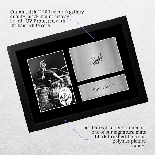 HWC Trading FR A4 Ringo Starr The Beatles Cadeaux Imprimé Signé Autographe Photo pour les fans de musique – A4 Encadré - Les Beatles, Paul McCartney, John Lennon, RIngo Starr, George Harrison HWC Trading FR A4 Ringo Starr The Beatles Cadeaux Imprimé Signé Autographe Photo pour les fans de musique - A4 Encadré – Image 4