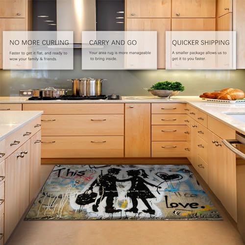 Tapis graffiti art moderne grand format 150x210 pour séjour