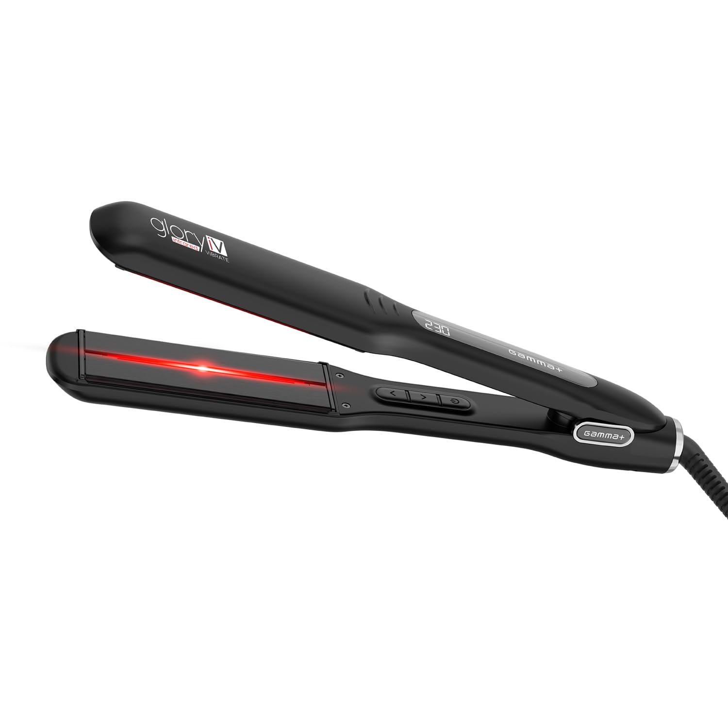 GAMMA+ Plancha de Cabello Profesional Vibratoria de Infrarrojos Glory iV, Matrices Extra Grandes de Cerámica y Turmalina, Temperatura 150-230°C, Apagado Automático, Calentamiento Rápido.