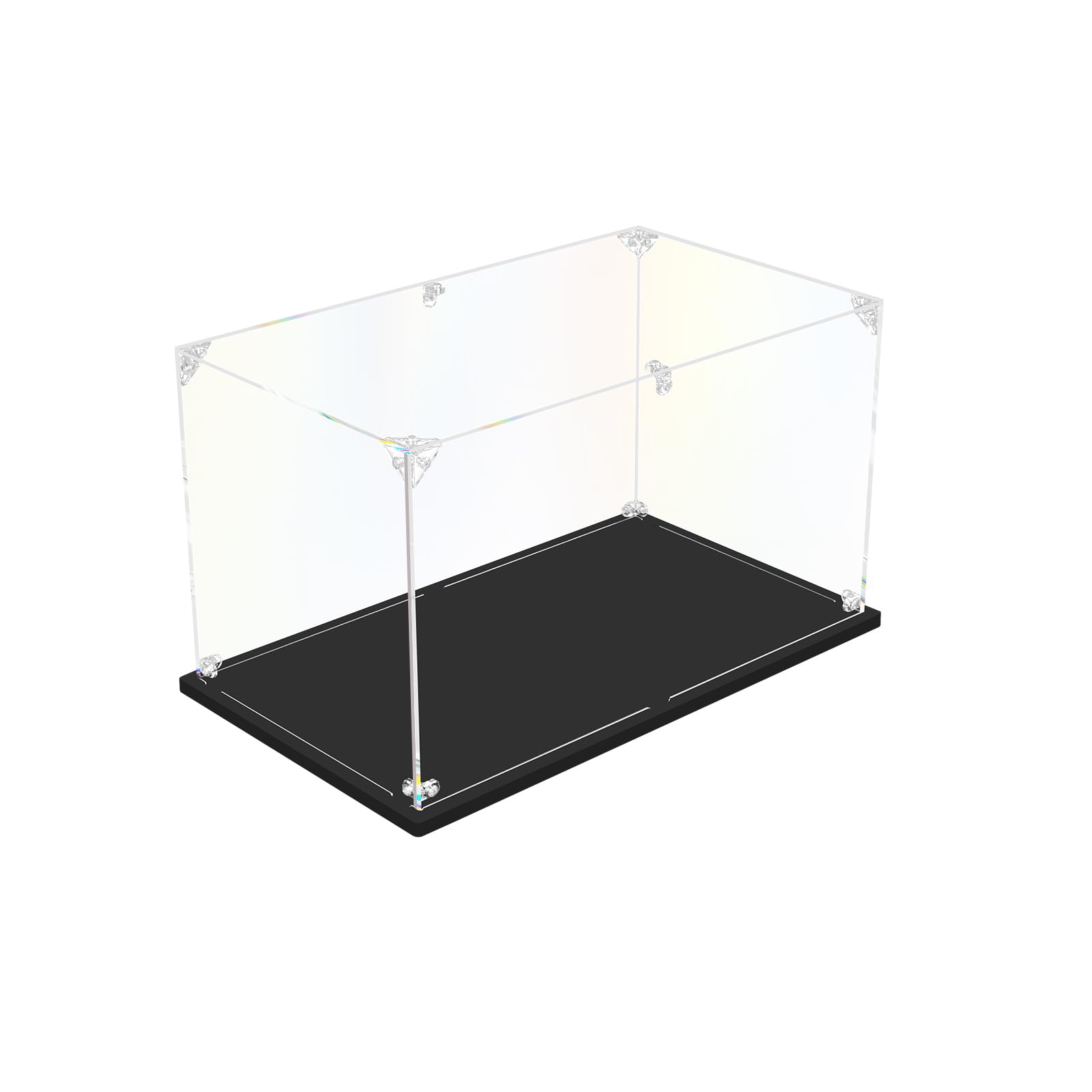 Vitrine Acrylique 30x30x30 Cm – Boîte Anti-poussière Avec Base Noire – Montage Facile – Pour Figurines, Lego, Voitures Miniatures