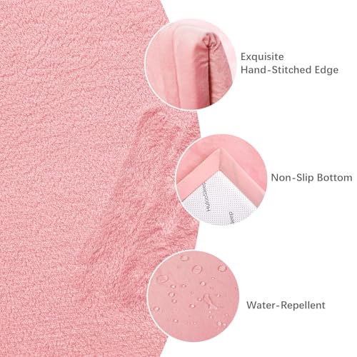 Image of 2 inch Thick Play Mat for Babies Toddlers,Extra Safety Anti-Fall Cushion Mat, Non-Slip Water-Repellent Coral Velvet,28 inchx72 inch Bedside Rug for Kids Room (Pink)
