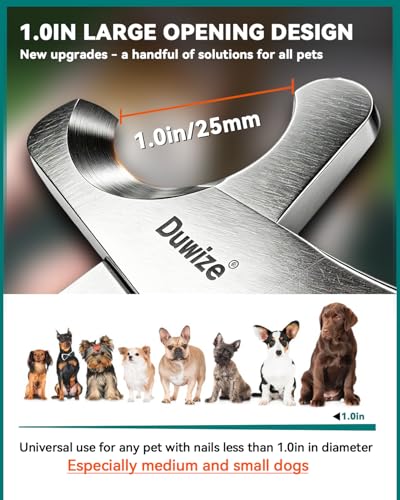 Image of Dog Nail Clippers - All-Steel Material, Large Opening, New Non-Slip Rubberized Handle, Built-in Spring, No Fur Pinch, Professional Pet Nail Trimmers for Small to Medium Dogs and Cats (Black)