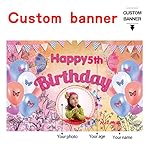 Custom Butterfly Happy Birthday Party Decorations Supplies Personalized Butterfly Balloon Princess Girl Birthday Backdrop Banner(4x6ft) - Image 2