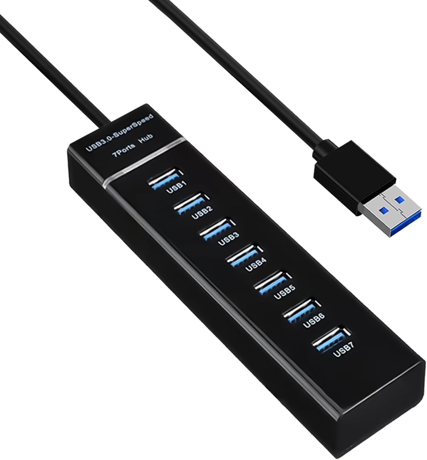 - 7-Port USB 3.0 Hub - USB Hub Powered for PC, MacBook and Multiple Devices, USB Multiport Port Adapter with Cable USBs Multiport Ports Adapter with Cable (7 Port USB Small)