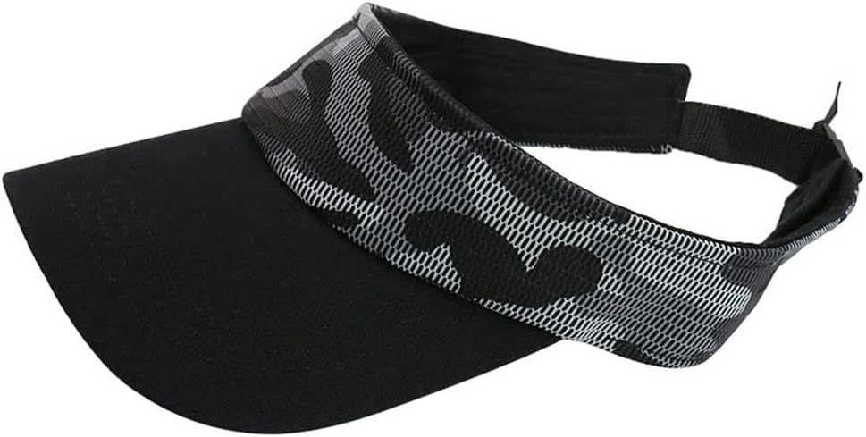 Camo Mesh Visor Hats for Hiking Running Sun Protected Men's Women's Cap Grey