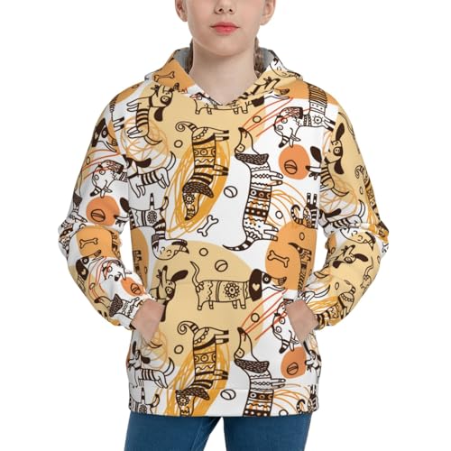Doodle Dogs Kid Hoodies Boys Sweatshirts Girls Pullover with Pocket