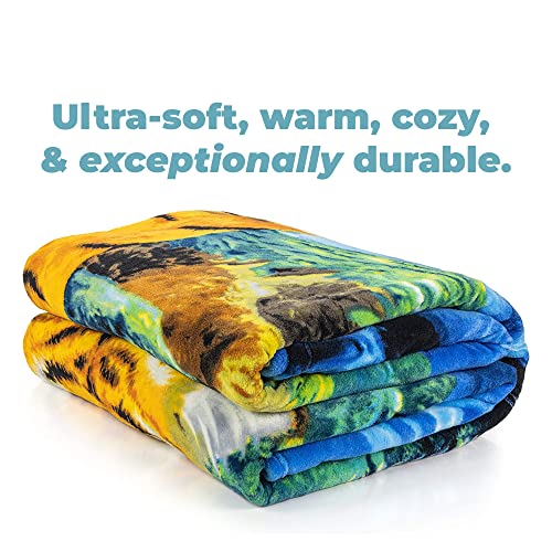 Dawhud Direct Moonlight Tiger Fleece Blanket For Bed, 75" X 90" Queen Size Tiger Fleece Throw Blanket For Women, Men And Kids - Super Soft Plush Tiger Blanket Throw Fleece Blanket Animal Blanket #TOP1