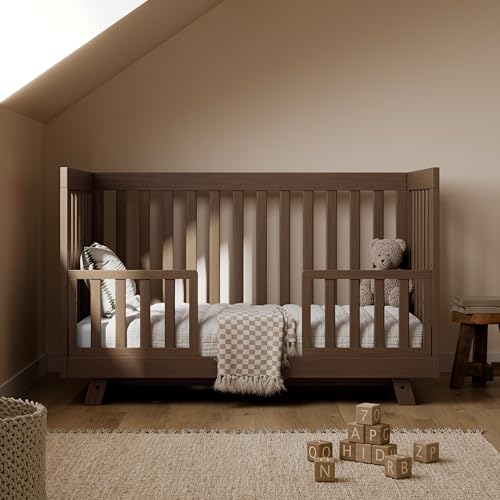 Image of Storkcraft & Graco Toddler Safety Guardrail with Slats (Hazelnut) - GREENGUARD Gold Certified, Converts Compatible Storkcraft & Graco Crib to Toddler Bed, Each Guardrail Sold Individually