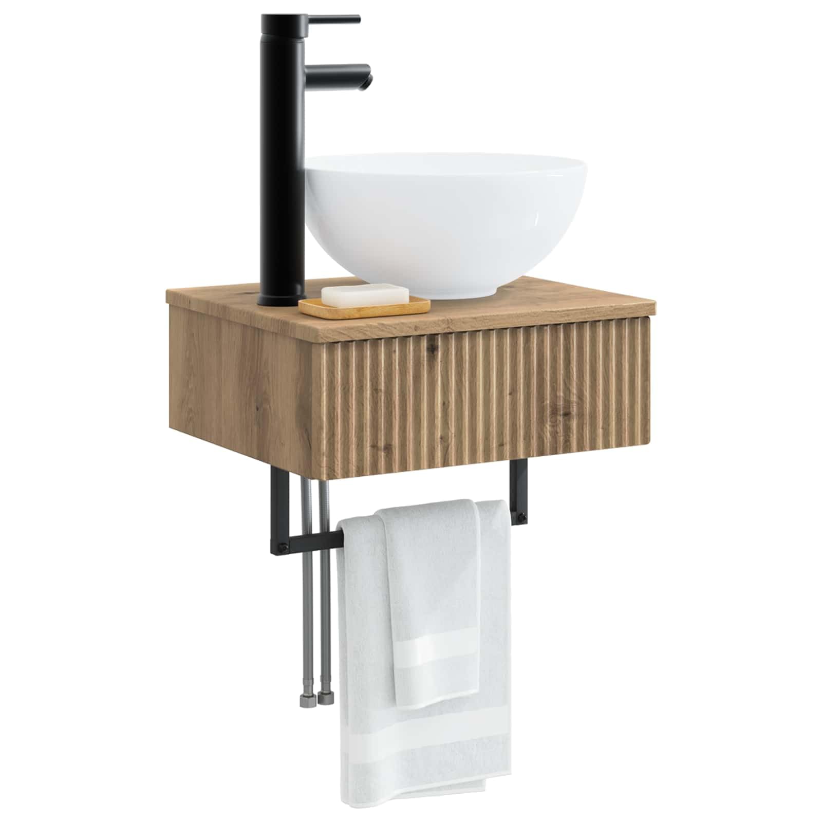 Genérico Lavabo de Lavado Montado en la Pared Roble Artisan,Mobiliario,Armarios y Almacenamiento,Tocadores de baño,40 x 35 x 39 cm-890177
