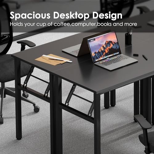 Image of Need Office Computer Desk 35.8 Inch Sturdy Folding Laptop Table Black
