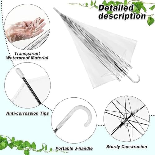 Image of Clear Transparent, Durable Wind-Resistant Umbrella | Special For Windproof Umbrella for Outdoor Events Rain-Decoration (White)