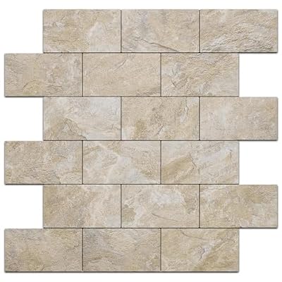 DICOFUN Sandstone Look Peel and Stick Backsplash Wall Tiles, 12"x12" Thick PVC Subway Tile for Kitchen Backsplash, 10 Sheets