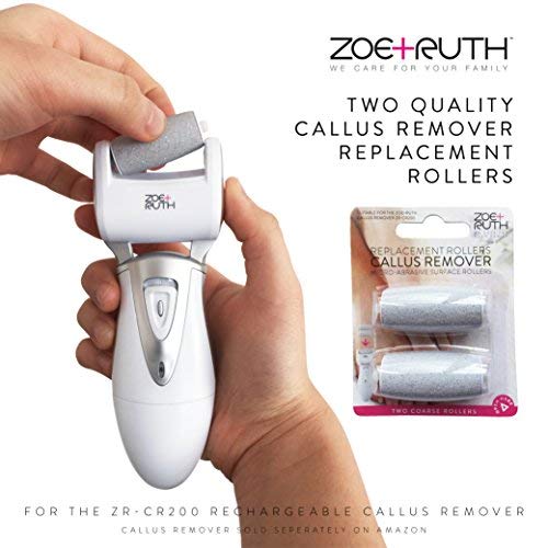 Zoe+Ruth Replacement Roller Heads, 2 Pack For Model Zr-Cr200 - Premium Quality Pedicure Callus Remover Replacements. Professional Grade Foot File Refills, Water Proof #TOP3