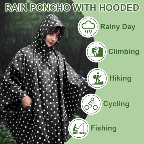 Hooded Rain Ponchos for Adult - Rain Coat and Rain Jacket with Waterproof Pocket and Zipper3