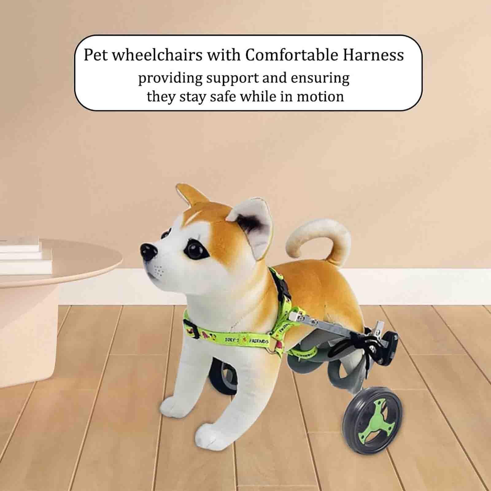 Silla de ruedas para mascotas con soporte de dos ruedas, ayuda para la movilidad de las patas traseras, arnés ajustable de aleación de aluminio, para mascotas mayores o lesionadas, 40,5 cm