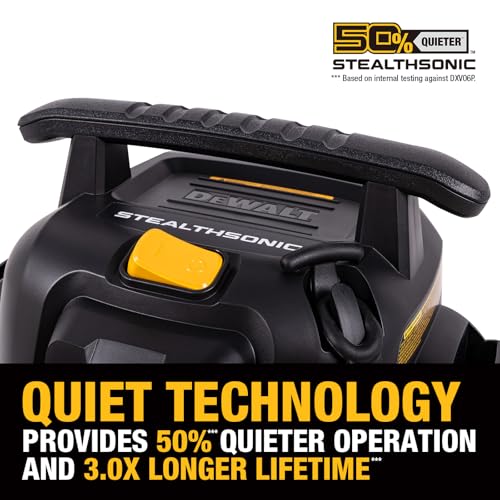 Image of DEWALT STEALTHSONIC Wet Dry Shop Vac 6 Gallon 5 HP, DXV06P-QT | Ultra Quiet Motor with Powerful Suction, Complete Matching Attachment Set for Garage, Workshop, Jobsite and Basement