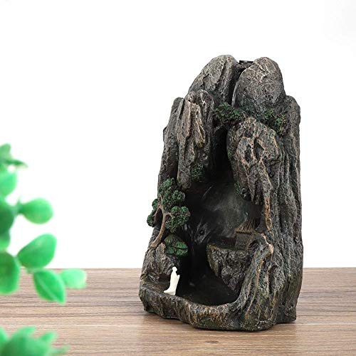 Backflow Incense Burner Holder, Resin Waterfall Mountain Tower Backflow Sandalwood Furnace With 10 Cones For Study Office Bedroom Sauna Yoga Meditation #TOP5