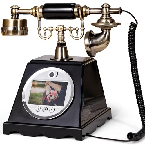 Image of RetroVox Video & Audio Guest Book Wedding Phone Guestbook Creative Easy to Use & Fun Engagements Anniversaries Baby Showers Graduation (A Black)