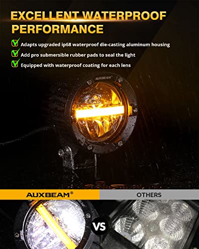 Image of Auxbeam 4In LED Offroad Lights 2PCS, 110W Round LED Pods Auxiliary Driving Light with Amber DRL Design, Super Bright Light Bar Round Fog Light Wiring Harness for Truck Pickup SUV ATV UTV 4x4