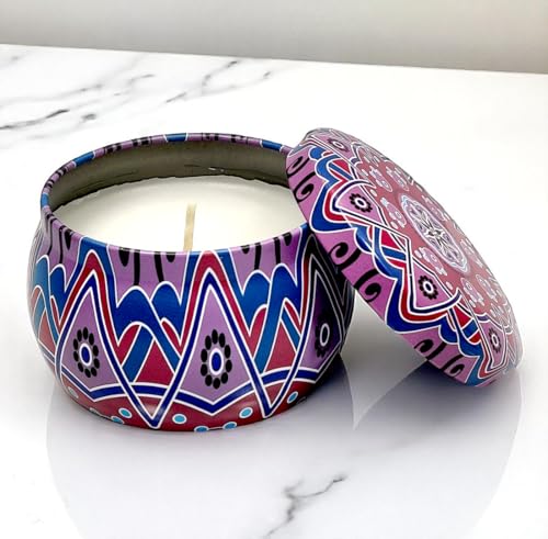 Image of Mandala Candle | Handcrafted Scented Wax Jar with Intricate Mandala Design | Spiritual Home Decor & Gift (Boho Bliss Mandala)