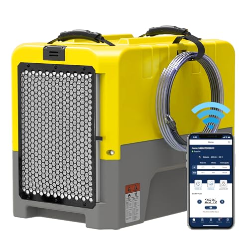 ALORAIR 180PPD Commercial Dehumidifier for Crawl Space & Basement, Wi-Fi APP Controls with Pump, Capacity up to 85 PPD at AHAM Condition, for Large Space, Job Sites, Yellow